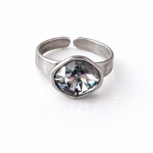 Adjustable Silver Ring w/ Swarovski Crystal Elements – Statement Sparkle